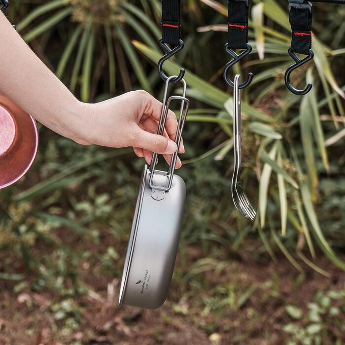 Набір титанових каструль та мисок Boundless Voyage зі складною ручкою, портативний посуд для кемпінгу на свіжому повітрі, тарілки та блюдця, столовий посуд Ti1096T