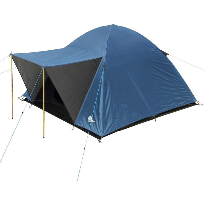 Намет Bosa 3-місний купольний намет із сонцезахисним навісом Вентиляція входу Водонепроникний із 3000 мм Синій сірий