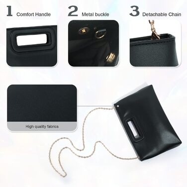 Елегантне клатч-гаманці для жінок, формальна вечірня сумочка зі шкіри, сумка на ланцюжку через плече, чорний колір