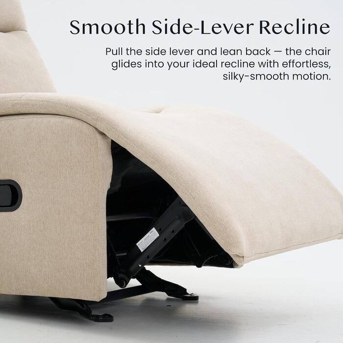 Крісло-гойдалка FLEXISPOT з 3-позиційним регулюванням відкидання, крісло для телевізора, крісло-гойдалка, подушка та бічна кишеня, ідеально підходить для сім&39ї та відпочинку, колір HomeEase Beige Oat Beige