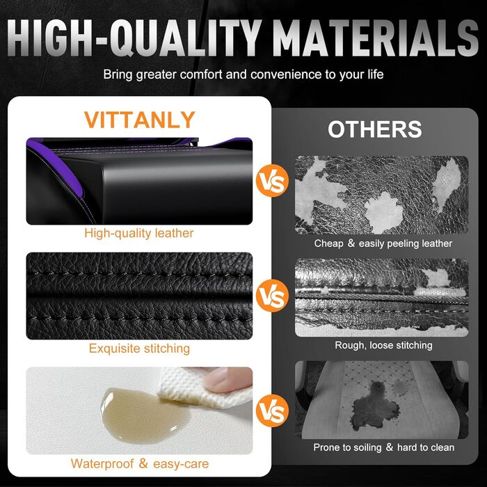 Ігрове крісло Vittanly, ергономічне ігрове крісло з підголівником та поперековою опорою, регульоване по висоті поворотне ігрове/офісне крісло з регульованою спинкою 90-165, вантажопідйомність 150 кг, фіолетове