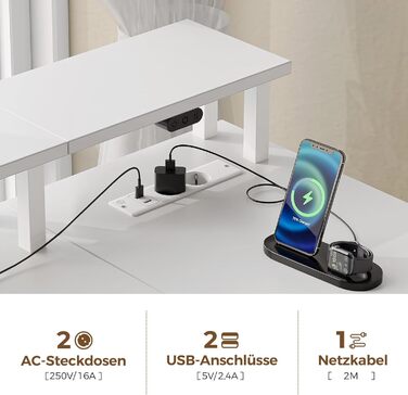 Г-подібний стіл Rolanstar з шухлядами, двосторонній ігровий стіл з розеткою, світлодіодним освітленням та підставкою для монітора, комп&39ютерний стіл 163 см для офісу, кабінету, спальні, білий