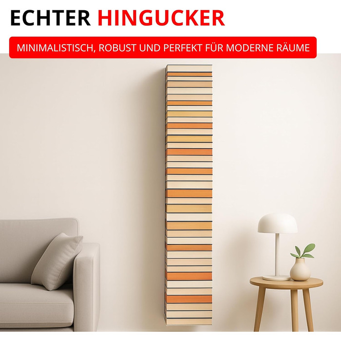 Настінна книжкова полиця Radius Booksbaum 2, велика, біла, виготовлена зі сталі з порошковим покриттям, 15 x 170 x 15,5 см, вміщує приблизно 130 книг, вантажопідйомність 6,5 кг на полицю, елегантна настінна полиця (725B)