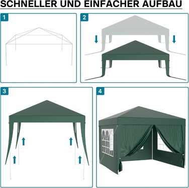 Павільйон Wiltec 3 x 3 м зеленого кольору з УФ-захистом 50, садовий павільйон зі знімними бортами, намет для вечірок з вікнами, наприклад, для тераси та фестивалю
