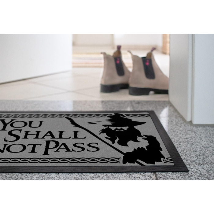 Килимок MoonWorks з написом Ти не пройдеш серія фентезі, нековзний та миється, чорний, 60x40 см, Ти не пройдеш чорний