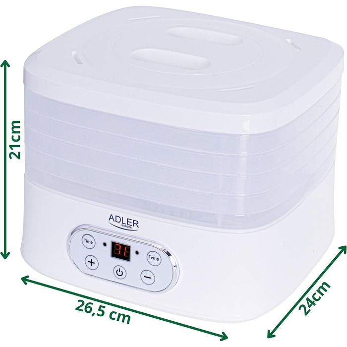 Дегідратор для їжі ADLER AD 6658, 550 Вт, дегідратор, дегідратор, білий