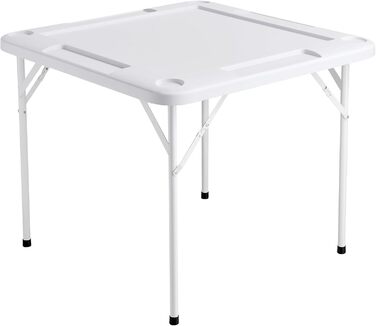 Стіл для маджонгу VEVOR, стіл доміно, складний картковий стіл для 4 гравців з 4 підставками для напоїв та 4 лотками для фішок, портативний ігровий стіл доміно з 1 набором доміно для маджонгу, покеру та головоломок, білий