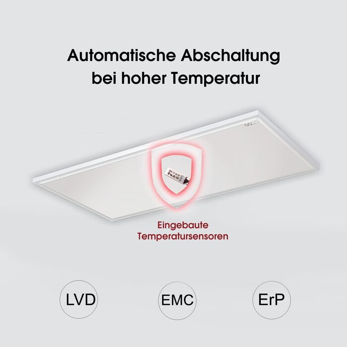 Інфрачервоний стельовий обігрівач з термостатом, 660 Вт, інфрачервоний стельовий обігрівач із захистом від перегріву, нагрівальна панель, енергозберігаючий електричний обігрівач - 1030 x 630 мм, 660 Вт стельове кріплення термостат