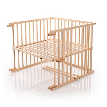 Комплект для переобладнання дитячого ліжечка Babybay для приліжкових ліжечок, безступінчасте регулювання, підходить для моделі Original приліжкового ліжечка / дитячого ліжечка, розмір 132 см x 81 см, виготовлено з масиву бука (натуральний лак)