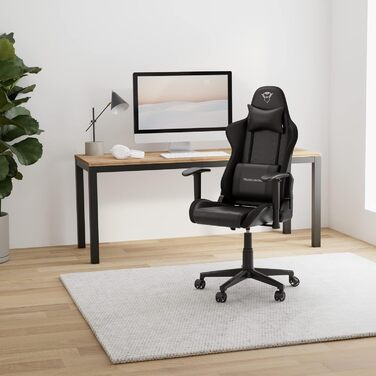 Ігрове крісло Trust Gaming GXT 716 Rizza з RGB-світлодіодним підсвічуванням, 350 кольорами та ефектами, регульованими по висоті підлокітниками, поворотним, ергономічним офісним кріслом, геймерським кріслом - чорного кольору