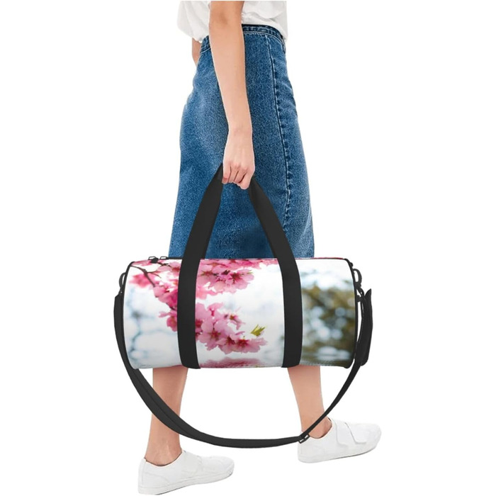 Спортивна сумка-мішок для подорожей з весняним природним принтом, чорна, універсальний розмір, дорожня сумка