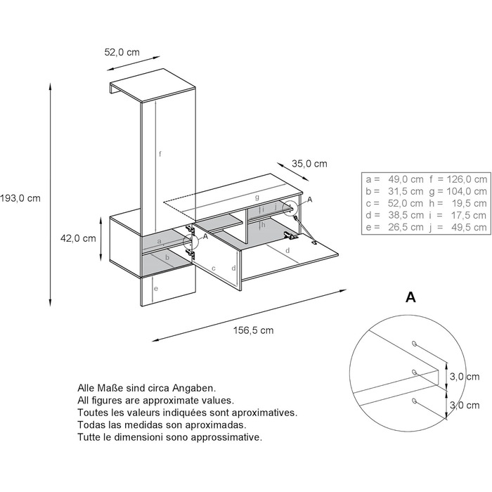 Вішалка для одягу Vladon Carlton Set 4, зроблено в Німеччині, настінна вішалка, що складається з декоративної панелі та підвісної