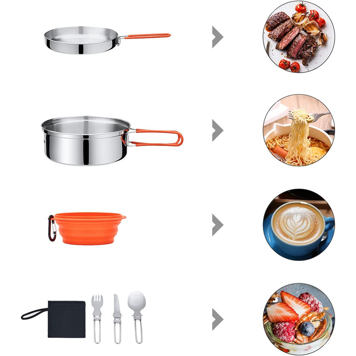 Набір посуду для кемпінгу KingCamp Adventurer I Pro - сталевий казанок та сковорода