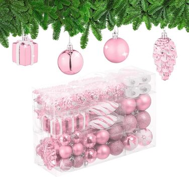 Різдвяні кульки набір із 72 шт рожеві Relaxdays