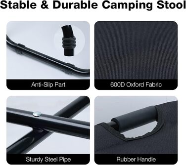 Компактний кемпінговий стілець зі знімною сумкою-холодильником об&39ємом 15 л, легке сидіння-рюкзак зі складною рамою, міцний складаний стілець для риболовлі, пікніків, трекінгу, полювання, походів, чорний