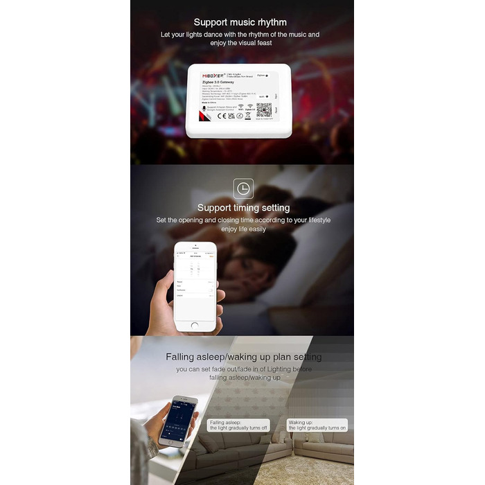 Диммер Milight Miboxer Zigbee3.0, контролер одноколірної світлодіодної стрічки, 12 В/24 В, сумісний із додатком/голосовим керуванням Zigbee Storeo Echo (ZB-Box1)