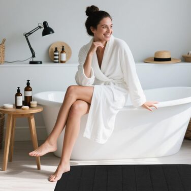 Комплект килимків для ванної кімнати з 3 предметів з піни з ефектом пам&39яті нековзні, миючі килимки для ванни, душу та туалету розкішний комфорт та сучасний дизайн (чорний)