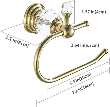 Тримач для туалетних рушників, полірований, золотистий, латунний, кришталевий, тримач для серветок, аксесуари для ванної кімнати, настінний