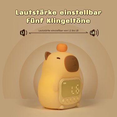 Будильник Yiliaw Capybara Alarm Clock з нічником, 15 см, коричневий