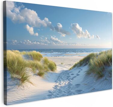 Велике полотно 120x80 см XXL Прикраса вітальні Картини для вітальні Підвісні стіни Декор вітальні Сучасні дюни - Літо - Сонце - Пе
