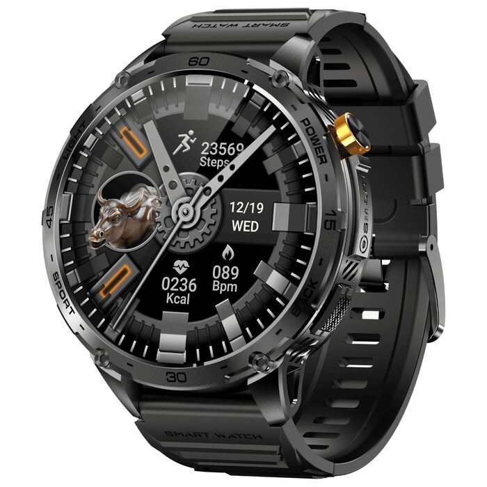 Розумний годинник Zeus 2.0 для чоловіків - великий AMOLED-дисплей 1,75 дюйма, міцний корпус з нержавіючої сталі, моніторинг здоров&39я, дзвінки Bluetooth, чорний