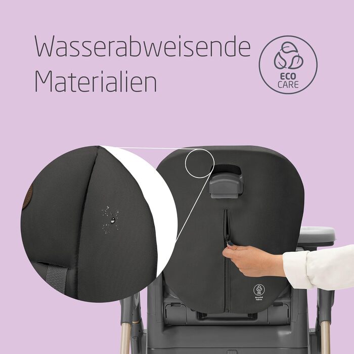 Дитячий стільчик для годування Maxi-Cosi Minla, Росте разом з вашою дитиною, 0-14 років, до 60 кг, Дитячий стільчик для годування, 9 рівнів висоти, 5 положень нахилу спинки, 4 положення лотка, Компактно складається, Еко-догляд, Beyond Graphite