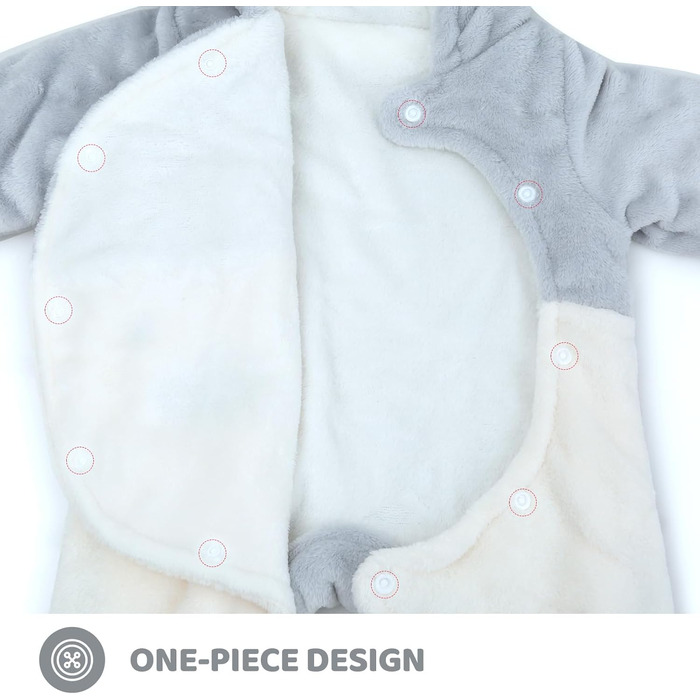 Зимовий комбінезон WYTbaby для малюків, фланелевий, зимовий, для хлопчиків та дівчаток 3-6 місяців, сірий