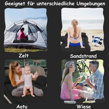 Надувний матрац Vinteky, надувний автомобільний матрац, автомобільне ліжко з електричним повітряним насосом, портативний товстіший автоматичний матрац для багажника та позашляховика, кемпінг/подорожі/на відкритому повітрі, 140 см x 90 см x 45 см, чорний