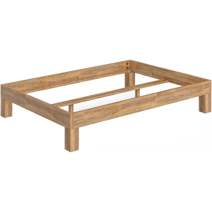 Ліжко Skølm Floki з масиву дуба 120x200 см - високоякісний каркас ліжка - каркас ліжка без узголів&39я - ліжко з натуральної промасленої деревини - ліжко 120x200 см, підходить як двоспальне ліжко - футон 120 x 200 см без узголів&39я - дуб