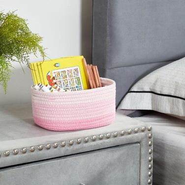 Кошики для зберігання речей MANGATA з бавовняної мотузки, невеликий плетений бавовняний кошик для зберігання речей у ванній кімнаті, дитяча кімната, без запаху, повністю натуральний та зручний для дітей, набір з 5 шт. , фламінго (приблизно 36 л)