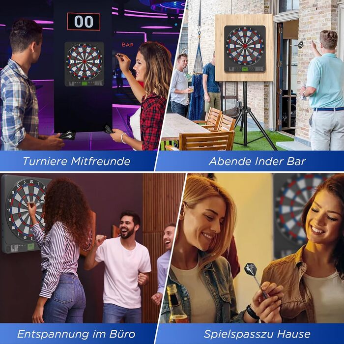 Електронна мішень для дартсу зі світлодіодним підсвічуванням цифр для дорослих 12 дротиків та запасні наконечники Підходить для вечірок та ігрових вечорів Чорний