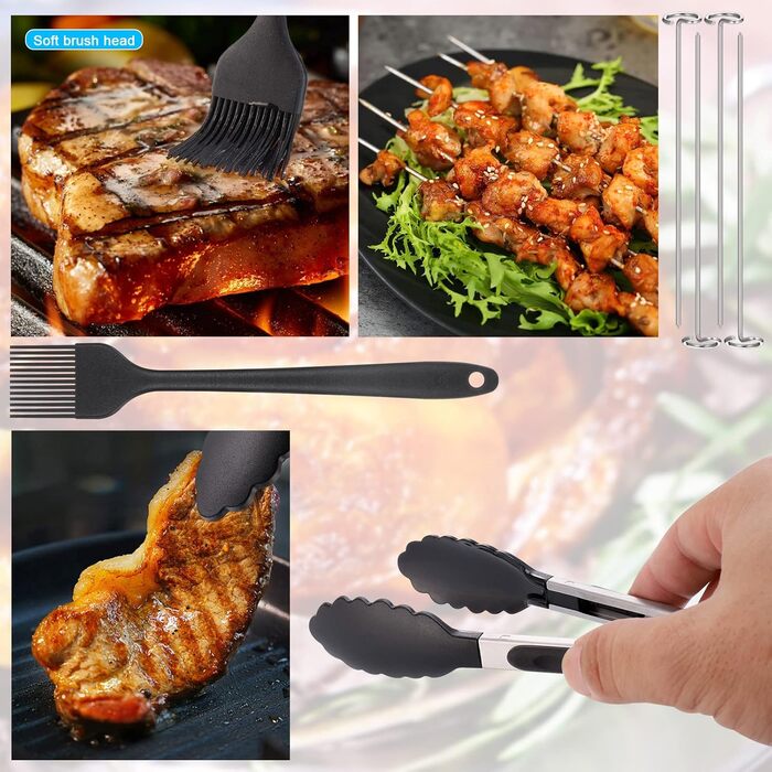 Решітка для гриля Hejo 2 шт. и аерофритюрниці, сумісна з двозонною фритюрницею AF300EU / AF400EU з 4 паличками для гриля 1 масляною щіткою та 1 затискачем для їжі