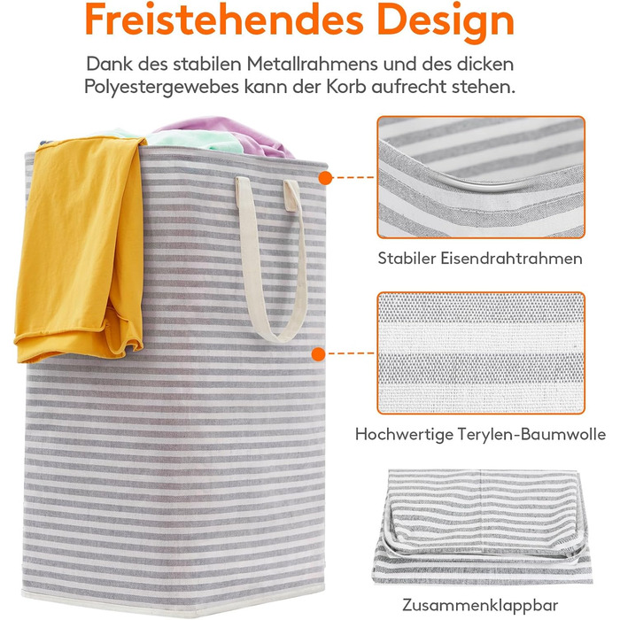 Кошик для білизни Lifewit 80L, Великий кошик для білизни, Складаний ящик для білизни, Водонепроникний ящик для сортування/зберіган