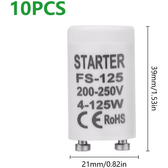 Стартер для люмінесцентних ламп 4-125 Вт стартер longlife 220-240V стартер для люмінесцентної лампи люмінесцентної лампи, 10 шт.