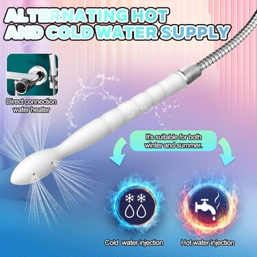 Анальна душова насадка з силікону, 24 см, 8 отворів, біла