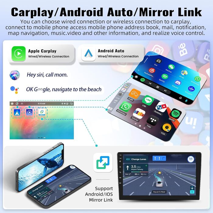 Автомобільне радіо OiLiehu 6128G 8-ядерний Android 13 CarPlay Android Auto Double Din для Honda CRV 2007-2011 з екраном 9 дюймів з дзеркальним посиланням Bluetooth GPS FM RDS WiFi SWC DSP/EQ камера заднього виду 6G128G Android 13 Автомобільне радіо