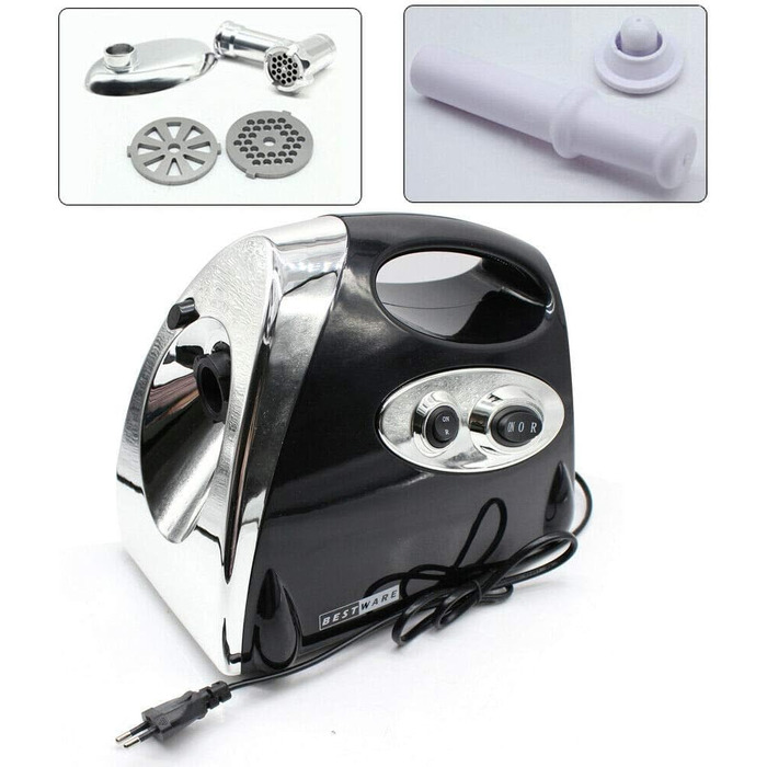 Електрична м'ясорубка 2800 Вт, мультипроцесор для набивання ковбас, 1,5 кг/хв, ковбасник з 3 шліфувальними пластинами і трубками д