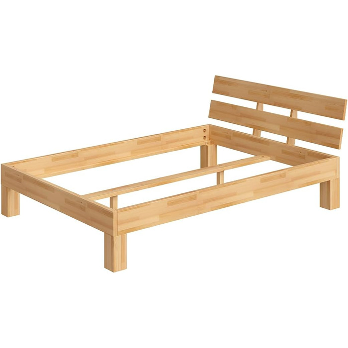 Ліжко Skølm Floki з масиву дерева 140x200 см з бука - високоякісний каркас ліжка - каркас ліжка з узголів&39ям - дерев&39яне ліжко з натуральним промасленим покриттям - ліжко 140x200 см, підходить як двоспальне ліжко - футон 140x200 см з узголів&39ям