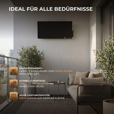 Інфрачервоний високопродуктивний обігрівач BR Bringer 1200 Вт - компактний інфрачервоний обігрівач 6030 см з вбудованим сенсорним термостатом, Wi-Fi та додатком - альтернатива радіаційному обігрівачу для використання в приміщенні та на вулиці (білий)