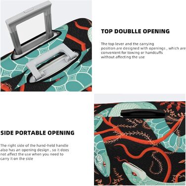 Чохол для валізи Змія та квіти - еластичний захист від подряпин та пилу, чорний, розмір 80