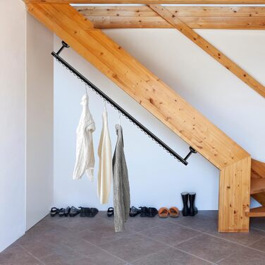 Стельова вішалка для одягу, вішалка для одягу під будь-яким кутом, вішалка для одягу, настінне кріплення, кутові стельові рішення для горищ, спалень, під сходами, місце для зберігання, чорний