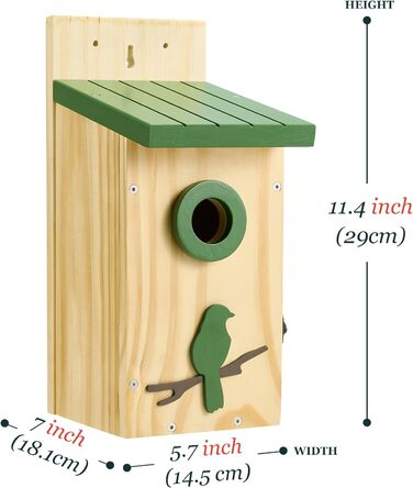Натуральні дерев'яні гніздові ящики для птахів Kingsyard I - болтові, гніздові ящики для птахів, гніздовий ящик, інкубатор шпаківні для птахів, ящик для гніздування птахів стійкий до атмосферних впливів, зелений