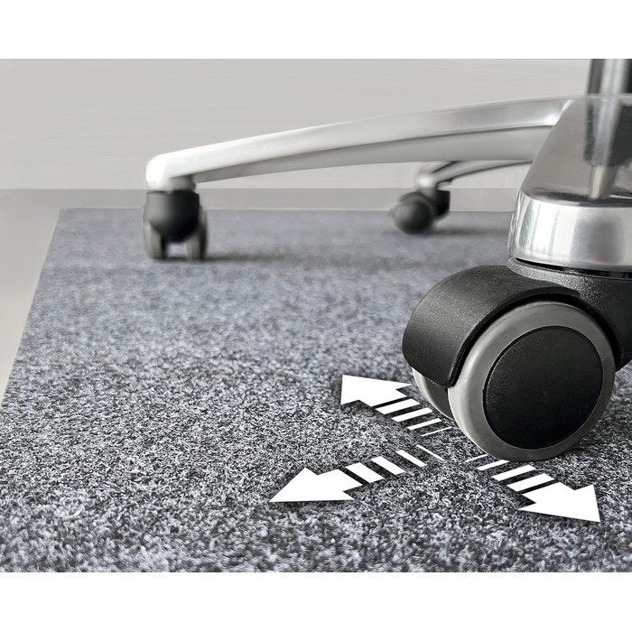 Килимок для підлоги OfficeMarshal 100x120 см, сріблястий, для твердих підлог - захищає плитку, паркет і ламінат від офісних стільців, фітнес-обладнання та падаючих предметів (Viking)