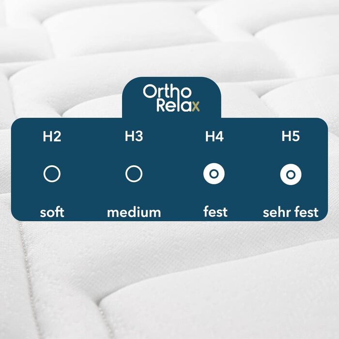 Матрац Ortho-Relax 100x200 см, висота 23 см, рівні жорсткості H4 та H5, 100-денний пробний період, двосторонній з м&39яким та твердим боком, 7-зонний комфортний пінопластовий матрац, сертифікований Oeko-Tex 100, 100 x 200 см, H4 та H5