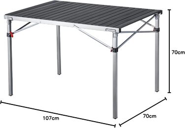 Складаний кемпінговий стіл KingCamp з алюмінієвою рамою, зсувна стільниця для 4-8 осіб, складний кемпінговий стіл з сумкою для перенесення, вантажопідйомність до 80 кг, чорний, 4 особи