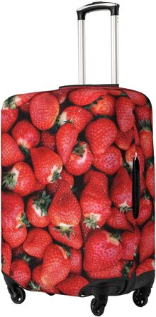 Чохол для валізи Полуничний сад з еластичної тканини, захисний від подряпин та пилу, чорний, розмір 95