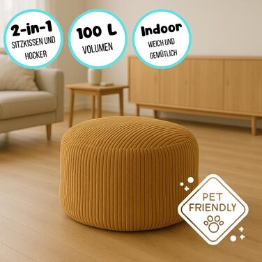 Ігровий пуф-мішок Chilly Pilley Cord, водонепроникний, знімний чохол з наповнювачем EPS, кругла подушка для сидіння для дітей та дорослих, багато кольорів на вибір (бірюзовий)