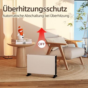 Конвекційний обігрівач, електричний обігрівач, радіатор, кімнатний обігрівач потужністю 1000 Вт/2000 Вт з регульованим режимом для спальні, кухні, офісу, енергоефективний безшумний обігрівач