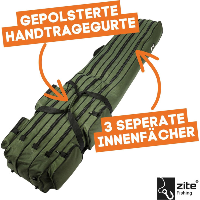 Сумка для рибалки Zite Fishing Сумка для вудки 150см Чохол для риболовлі Rod-Case Водовідштовхувальний чохол, 3 відділення рюкзак для вудок сумка для риболовлі сумки для риболовлі сумка для вудки сумка для вудки 150 см