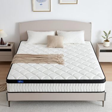 Матрац 140x200 см, висота 24 см, середньої жорсткості (H3/H4), ортопедичний 7-зонний пружинний матрац 140x200 з комфортною піною, сертифікований Oeko-Tex, 480 пружин кишенькового типу на 2 м, 140x200x24 см